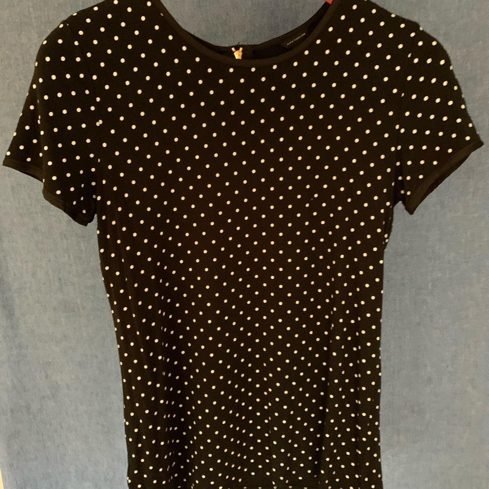 Ann Taylor black with white polka dot top